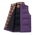 thumbnail image 2 of APEXFWDT Men's Big&Tall Puffer Vest Zip-Up Stand Collar Plaid Color-Block Warm Vest Sleeveless Athletic Jacket for Winter Commutes, 2 of 3