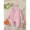 thumbnail image 2 of Bagilaanoe Newborn Baby Girls One-pieces Ruffles Long Sleeve Jumpsuit + Headband 1M 3M 6M Infant Romper Casual Clothing, 2 of 9