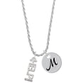 thumbnail image 1 of Delight Jewelry Silvertone Small Crystal HELP! Silvertone Script Initial Disc - M - Charm Necklace, 20"+3", 1 of 4