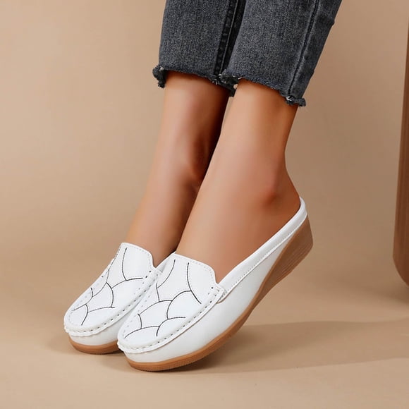 Commforr Slip On Shoes Women, Orthopedic Shoes for Women, Walking Shoes Women, Summer Shoes, Loafers for Women Work Comfortable: Slip On Loafers Breathable for Office, White, 8