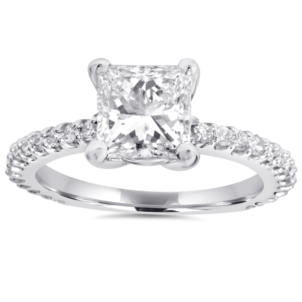 2.30Ct Princess Cut White Diamond Engagement Wedding Ring Solid 14k White Gold 