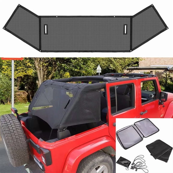 for 2007-2018 Jeep Wrangler JK JKU 4 Door Sunshade Mesh Shade Top Cover Anti-UV