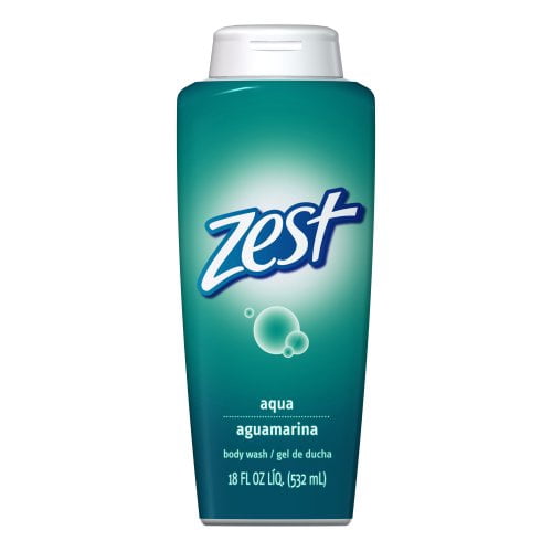 Zest Body Wash Shower Gel, Aqua, 18Ounce Bottle (Pack of 6)