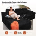 thumbnail image 4 of 141" Super Large High Backrest Sectional Sofa&Couch，U-Shaped Soft Corduroy Modular Boneless Sofa with Deep Seat for Living Room Bedroom, Black, 4 of 11