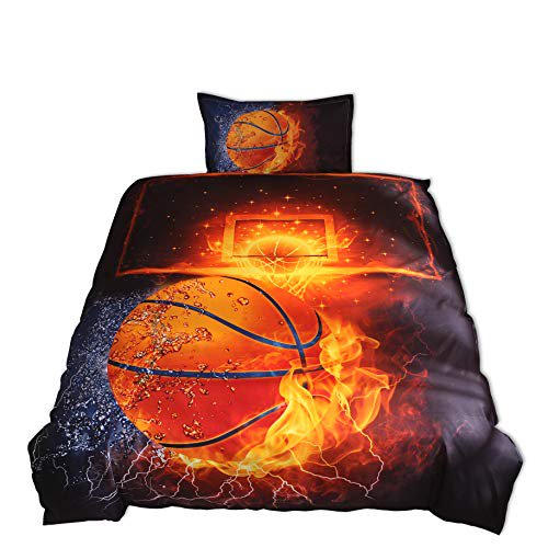 Lldaily HTgroce 3D Sports Basketball Bedding Juego de fundas nórdicas para adolescentes varones, microfibra ultra suave con cierre de cremallera, tamaño doble, 2 piezas, 1 funda nórdica + 1 funda de a Lldaily 757255684409