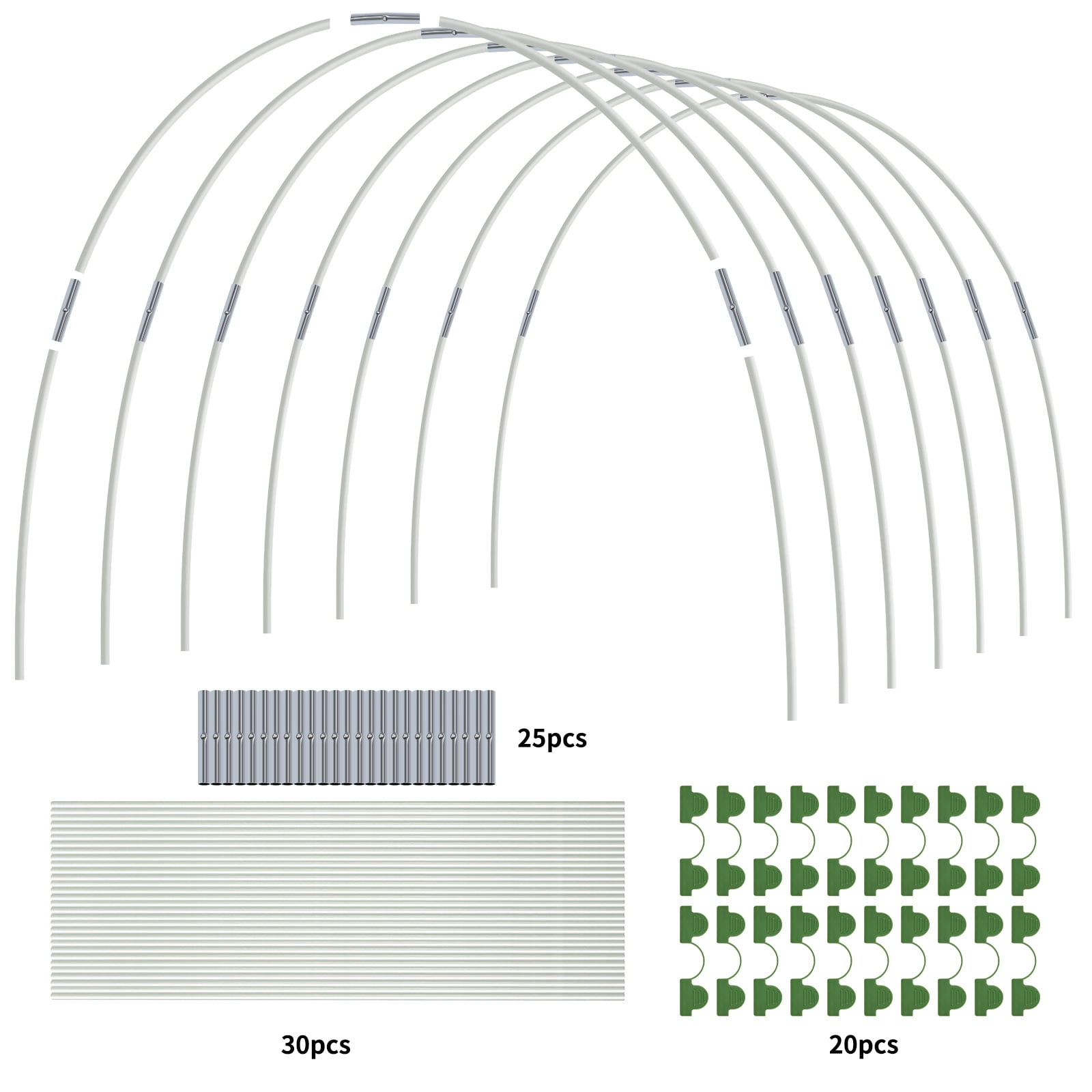 Ktinnead 30pcs Garden Hoops for Raised Beds, Greenhouse Hoops Kit Grow Tunnel, Rust-Free Fiberglass Garden Support Poles for Insect Mesh Netting Freeze Plant Cover