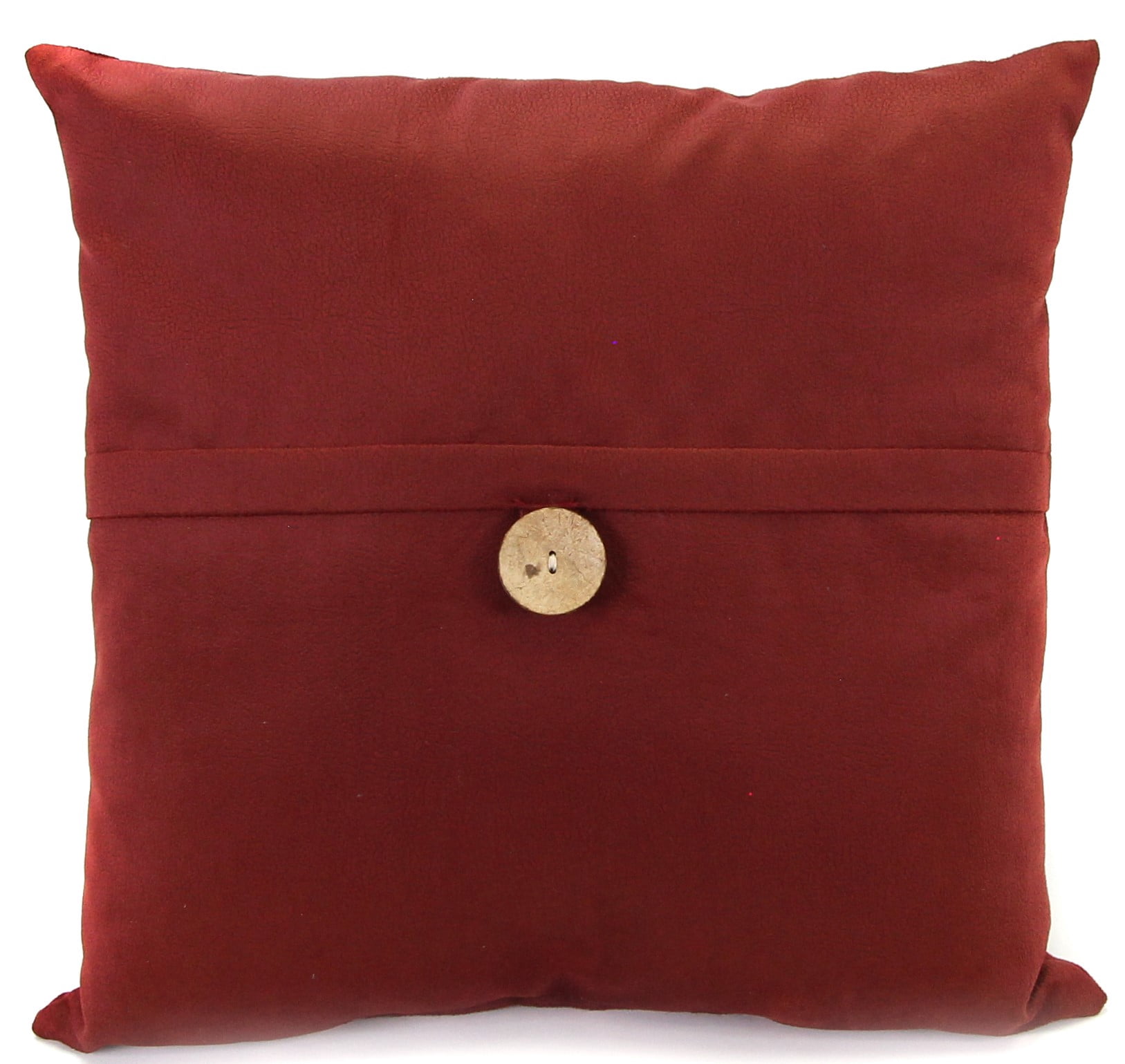 Embossed Suede 20x20 Red Throw Pillow with Button