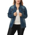thumbnail image 4 of GRACE & GRANDEUR Women's Plus Jean Jacket Button Closed Cropped Denim Jacket, 4 of 5