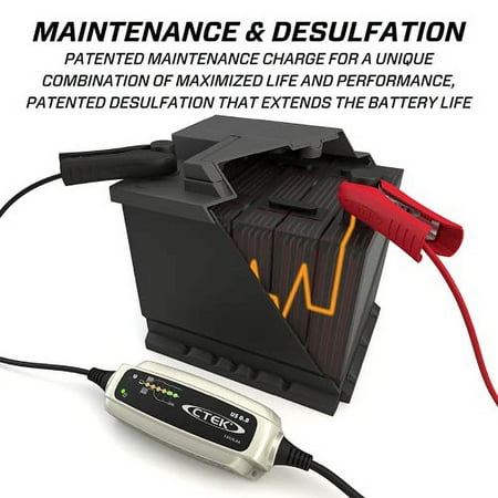 CTEK (56-865) US 0.8 12 Volt Fully Automatic 6 Step Battery Charger,Black