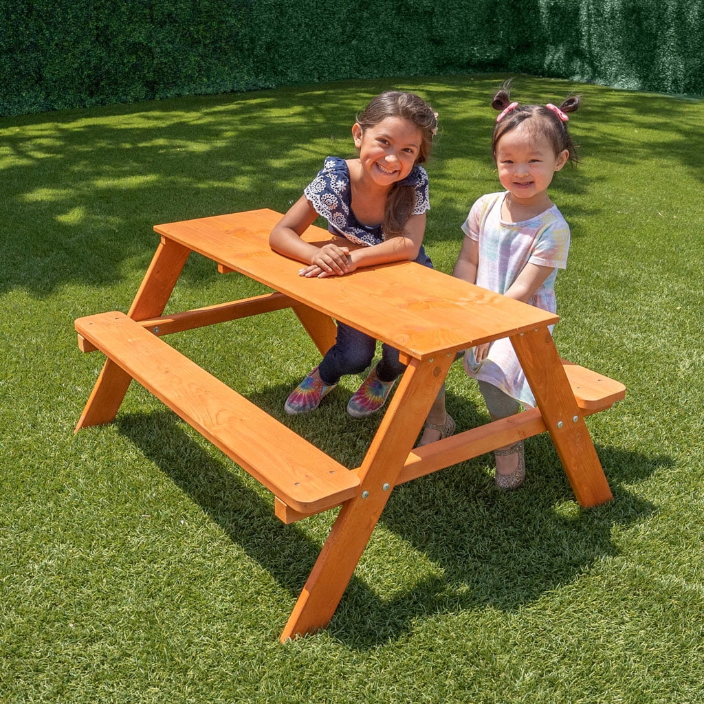 Sportspower Kids Outdoors Wooden Picnic Table, 41.3" x 34.8" x 19.88", Brown
