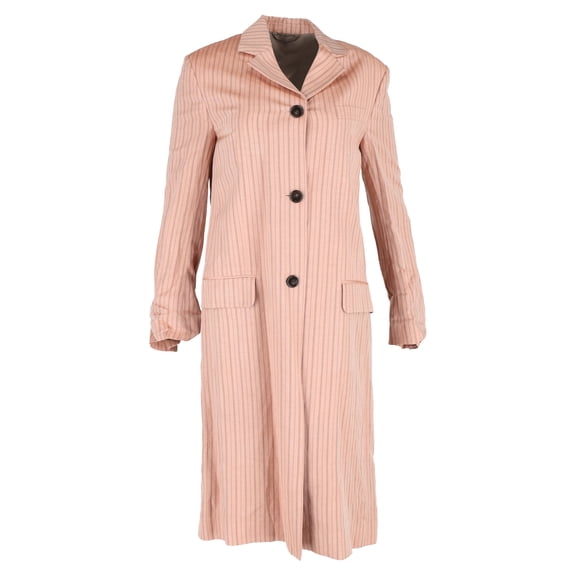 Pre-Owned Acne Studios Striped Single-Breasted Coat in Peach Linen