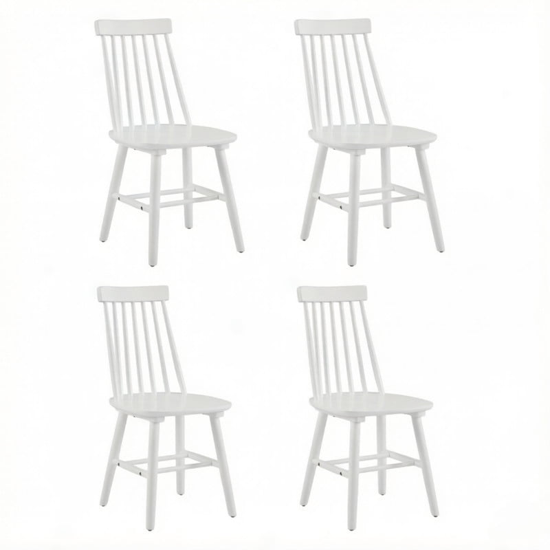 Solid Wood Dining Chairs Set of 4, Ergonomic Windsor Backrest Mid-Century Modern Armless Kitchen Side Chairs