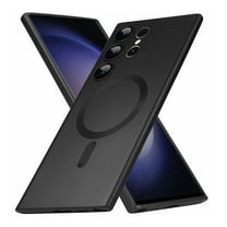 ELEHOLD Soft Shockproof Case for Samsung Galaxy S24 Ultra,Camera Lens Protector Mag Safe Compatible Anti-Fingerprint Anti-Scratch Protective Silicone Shell Galaxy S24 Ultra Case,Black