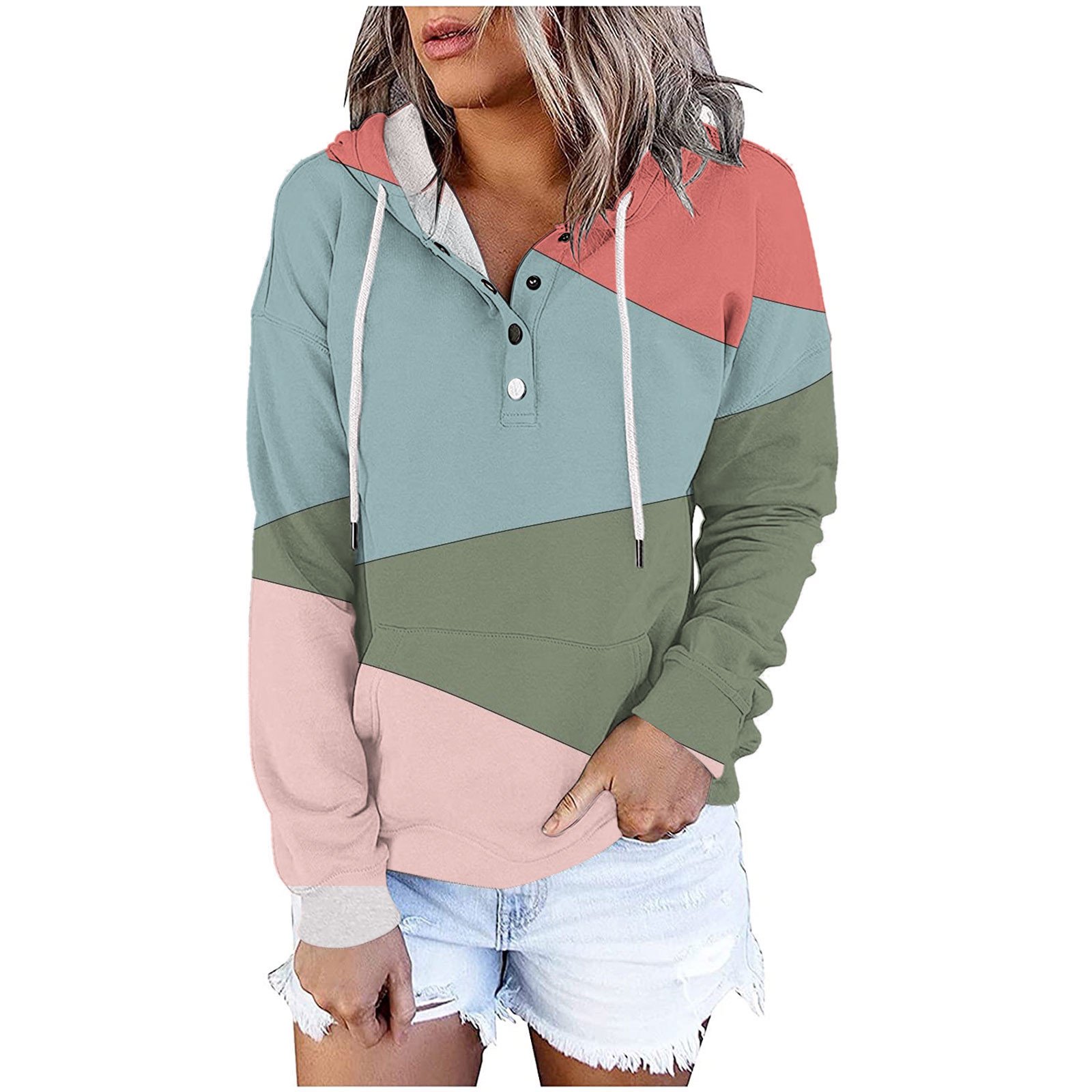 Miayilima Blue S Hoodies for Women Daily Long Casual Down for