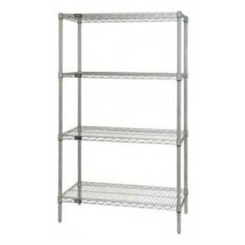 quantum storage systems wr63-2448c starter kit for 63" high 4-tier wire shelving unit, chrome finish, 800 lb. per shelf capacity, 24" width x 48" length x 63" height