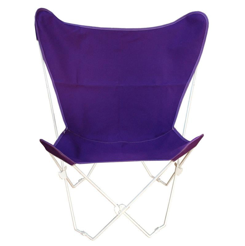 Butterfly Chair and Cover Combination With White Frame, Purple