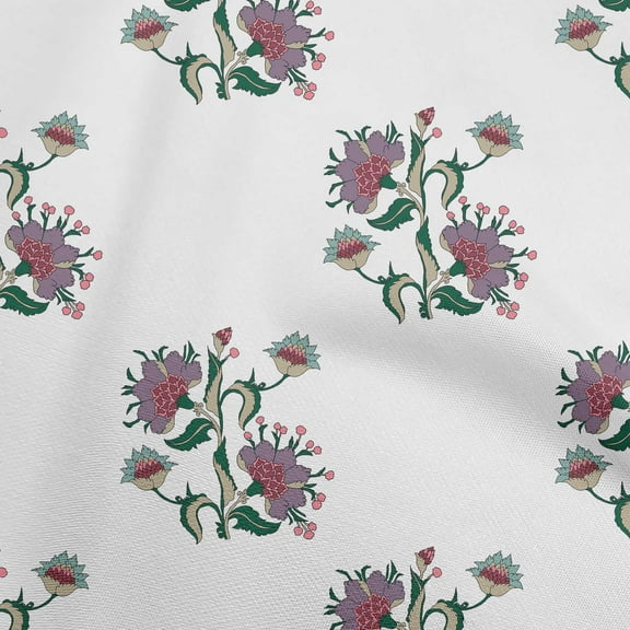 oneOone Polyester Spandex White Fabric Leaves & Clover Diy Clothing Quilting Fabric Print Fabric By Yard 56 Inch Wide