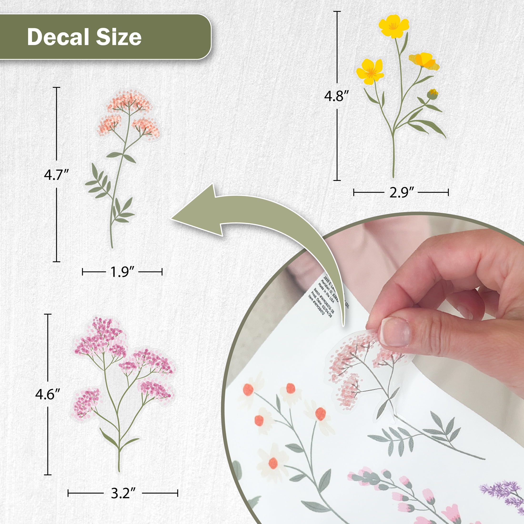 Wall Palz Wildflower Vinyl Wall Decals Peel and Stick Room Decorations