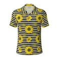 thumbnail image 2 of Daiia Sunflowers On Black And White Stripes Pattern Men’s Polo Shirts,Solid Deck Shirt,Classic Fit, Breathable Cotton Polo for Casual and Sport Wear-4X-Large, 2 of 7