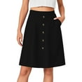 thumbnail image 4 of WTOBBY Ladies' Fashionable Casual High-waisted Button Front Skirt, Women's Tailored Office Daily Wear Skirt with Elegant Design and Comfort Fit,Black L, 4 of 4