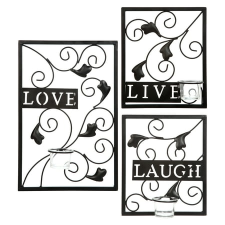 - Hosley's Set of 3 Wall Sconce. Live, Laugh, Love. Sconces measure large 15