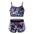 thumbnail image 2 of DPOIS Kids Girls Camouflage Outfits 2 Pieces Dance Sports Crop Top and Shorts Set Balck&Rose Red 4, 2 of 7
