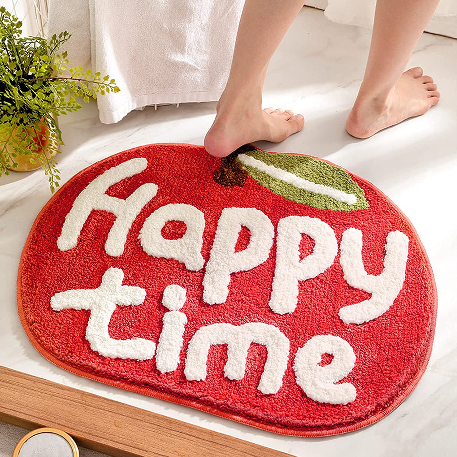 Apple Bathroom Rugs and Mat, Cute Kids Bath Doormats Decor Rug, Red Tufted  Plush, Machine Washable Luxury Shaggy High Absorbent and Anti Slip Foot Mat,Toilet  Rug,Entrance Mat,20
