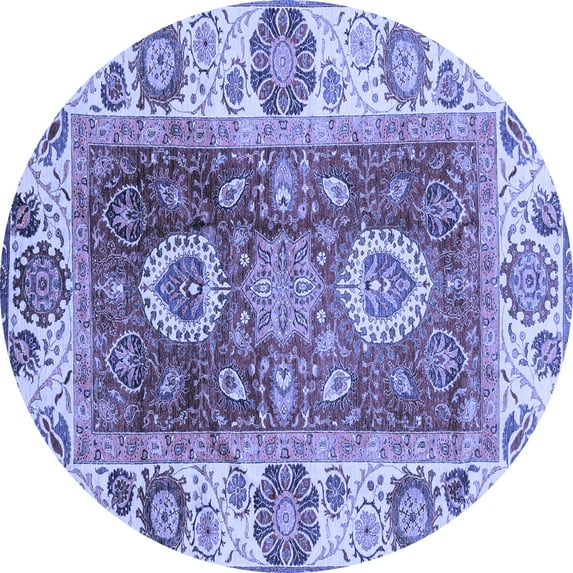 Ahgly Company Indoor Round Abstract Blue Modern Area Rugs, 5' Round