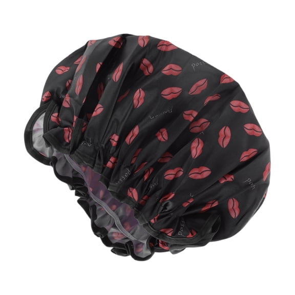 Unique Bargains Women's Sunflower Bath Cap 1 Pc Black, Red