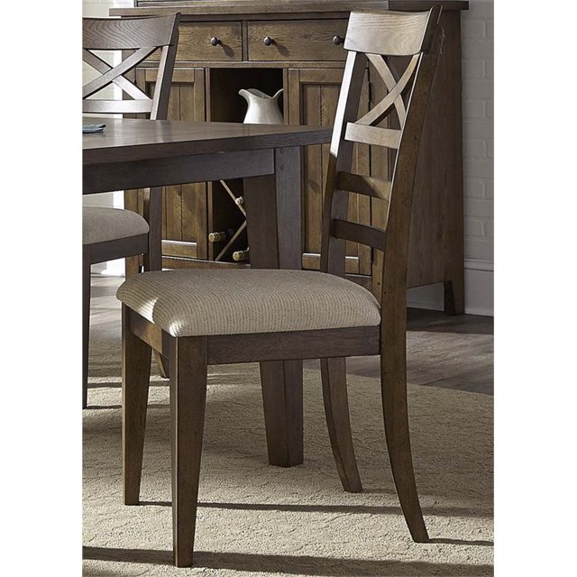 Liberty Furniture Hearthstone X Back Dining Side Chair in Rustic Oak