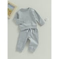 thumbnail image 4 of Elippeo Baby Boy 2 Piece Outfits 6M 12M 18M 24M 3Y Solid Color Long Sleeve Sweatshirt and Elastic Pants for Toddler Fall Tracksuit, 4 of 10