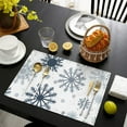 thumbnail image 4 of Blue Christmas Snowflake Pattern Summer Placemats Table Placemats Set Of 4-Linen Kitchen Washable Placemats Table Mats 11.8"x17.7" Non-Slip Heat Resistant, 4 of 6
