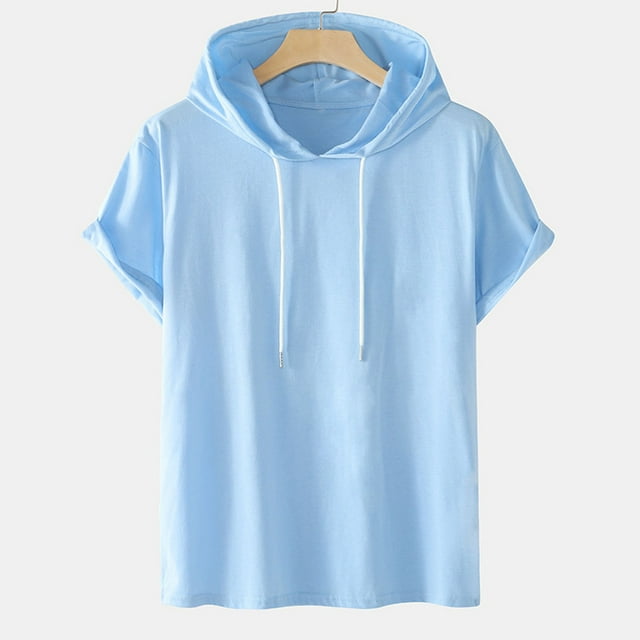 EGNMCR T-shirts pour Hommes Hommes Décontracté Uni Mode à Capuche Chandail à Manches Courtes T-Shirt de Sport Haut