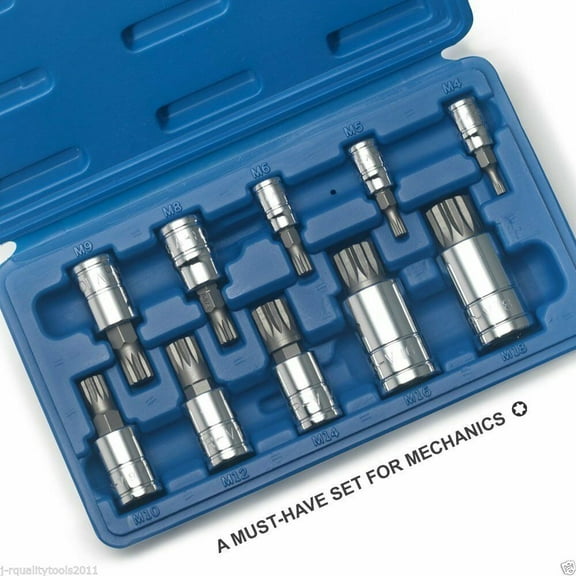10pc XZN Triple Square 12 Point Spline Bit socket Set MM