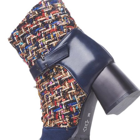 

Cathalem Autumn And Winter Boots English Small Fragrant Flower Color Contrast Women s Boots Front Tan Boots for Women under 30 Blue 7.5