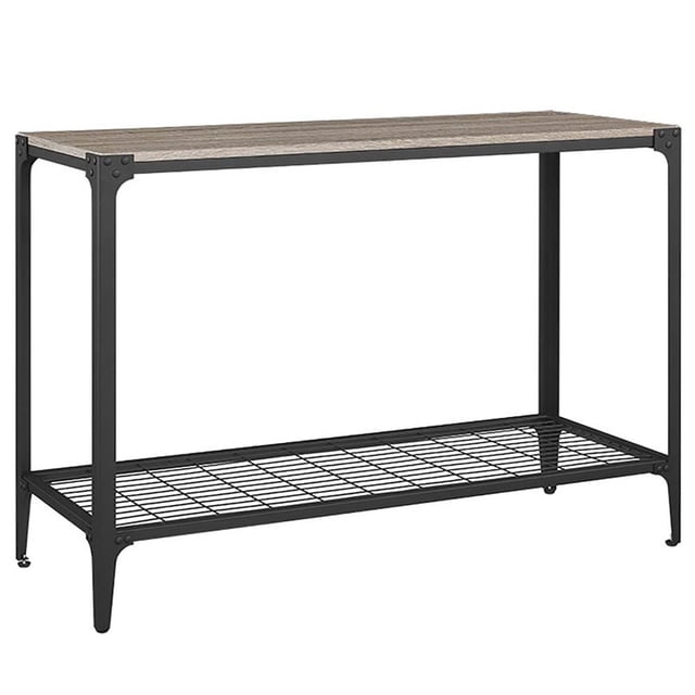Walker Edison Angle Iron Rustic Wood Console Table in Driftwood