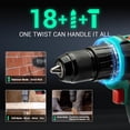 thumbnail image 3 of 20V Brushless Hammer Drill Cordless, 492 in-lb Torque Impact Drill, 1/2" All-Metal Keyless Chuck,18+1+1, (0-450/0-1800RPM), 27000 IPM, Compact Design with 2.0Ah Battery & Charger,ADJZ2055i, 3 of 7