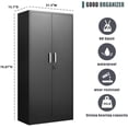 thumbnail image 3 of Metal Storage Cabinet with Adjustable Shelves, Garage Cabinet with 2 Lockable Doors, Garage Storage Cabinet, Kitchen Pantry Cabinet - 71'H, Black, 3 of 18