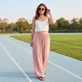 thumbnail image 5 of Vxararl Womens Wide Leg Flowy Palazzo Pants Casual Beach Vacation Clothes, Summer Fall 2026 High Waisted Flowy Lounge Trousers with Drawstring Flowy Pants for Women Pink XL, 5 of 7