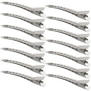 24 Pack Small Duck Bill Hair Clips, GLAMFIELDS 3.5 inch Rust-Proof Durable Non-Slip Alligator Metal Clips for Styling Salon Sectioning Silver