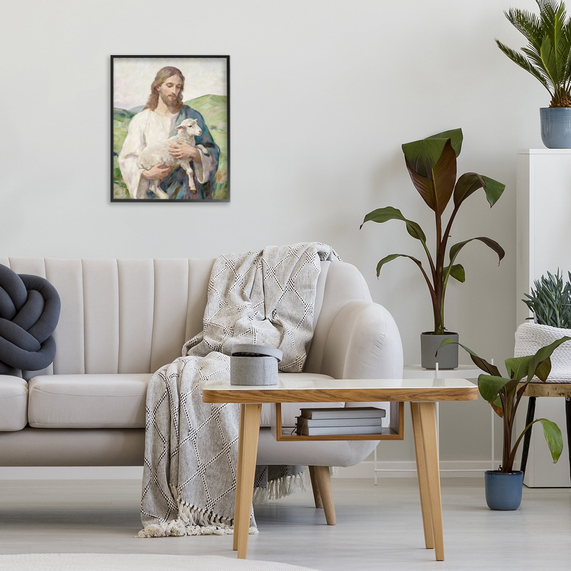 Stupell Industries Little Lamb & Spiritual Figure Black Framed Giclee Art, design by Kim Allen