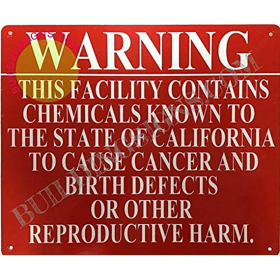 Warning This Facility Contains Chemicals Known to The State of CA to Cause Cancer Sign (Aluminium Reflective, RED 10x12) (ref-2201)