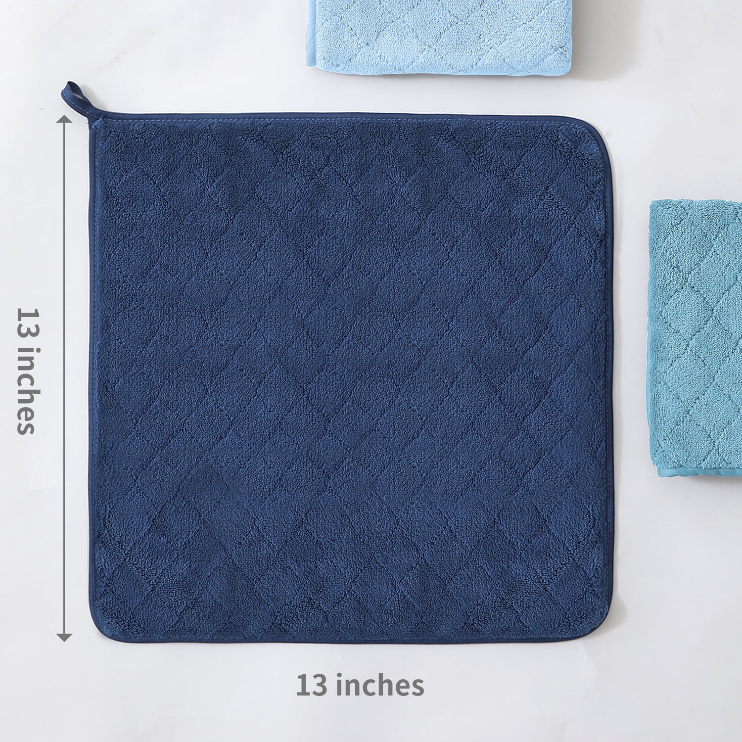 Jessy Home 12 Pack Blue Navy Turquoise Washcloths for Bathroom 13"x13" Ultra Soft Hand Face Towels