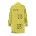 thumbnail image 5 of iHengLiXing Plus Size Womens Tops Dressy Casual Women's Lapel Irregular Front Short Back Long Printed Loose Sexy Long Sleeved Shirt Yellow XXL, 5 of 6