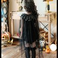 thumbnail image 5 of Girls Gothic V-Neck Sleeveless Tutu Dress with Mesh Cape Sleeves and Belt for Halloween Party 4-12 Years, 5 of 7