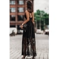 thumbnail image 1 of POGLIP Robe Maxi Noire en Dentelle à Dos Croisé pour Femme, 1 of 6
