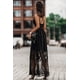 thumbnail image 1 of ABPHQTO Vestido largo sin espalda entrecruzado de encaje negro para mujer, 1 of 5