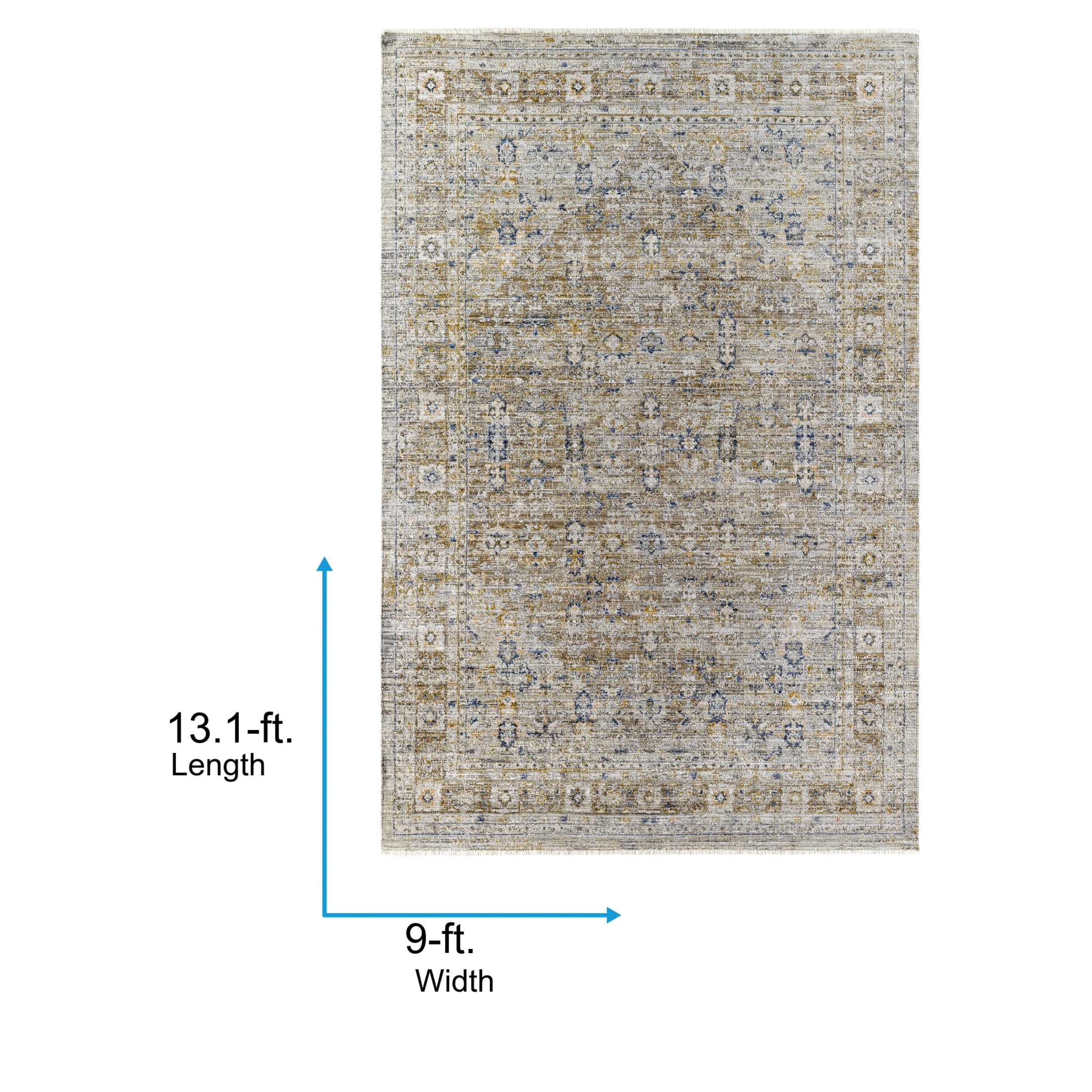 Livabliss x Becki Owens Ren Damask Washable Area Rug ,9' x 13'1",Brown Medallion