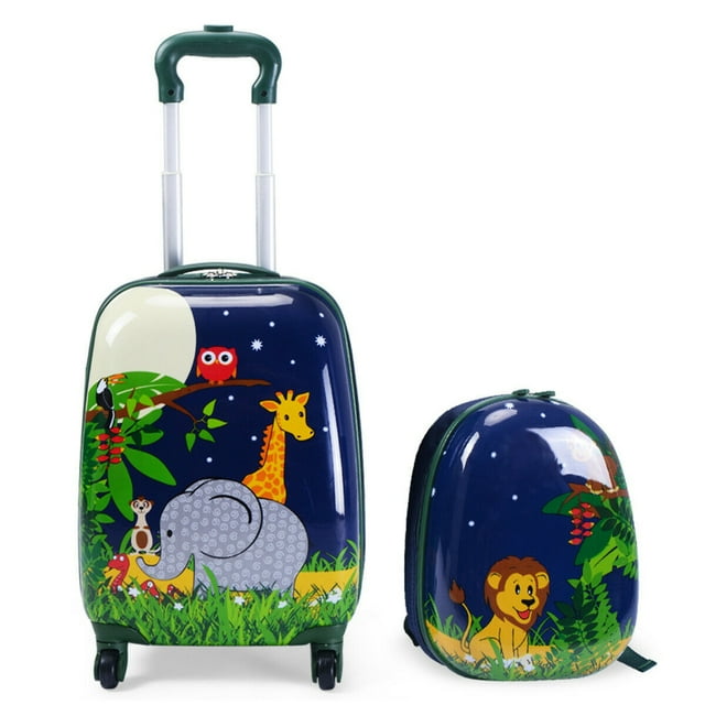 Costway 12" 16" Kids Luggage Set Suitcase Travel Trolley Backpack School ABS 2 PCS