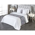 thumbnail image 3 of Tropical Bed Runner, Pastel-Colored Continuous Exotic Leaves Watercolor Ornament Art, Decorative Accent Bedding Scarf for Hotels Homes & Guest Rooms, King, Soft Pink and Cadet Blue, by Ambesonne, 3 of 3